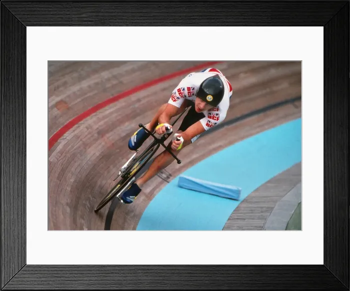 Framed Print : Chris Boardman - 1992 Barcelona Olympics - Mens Cycling