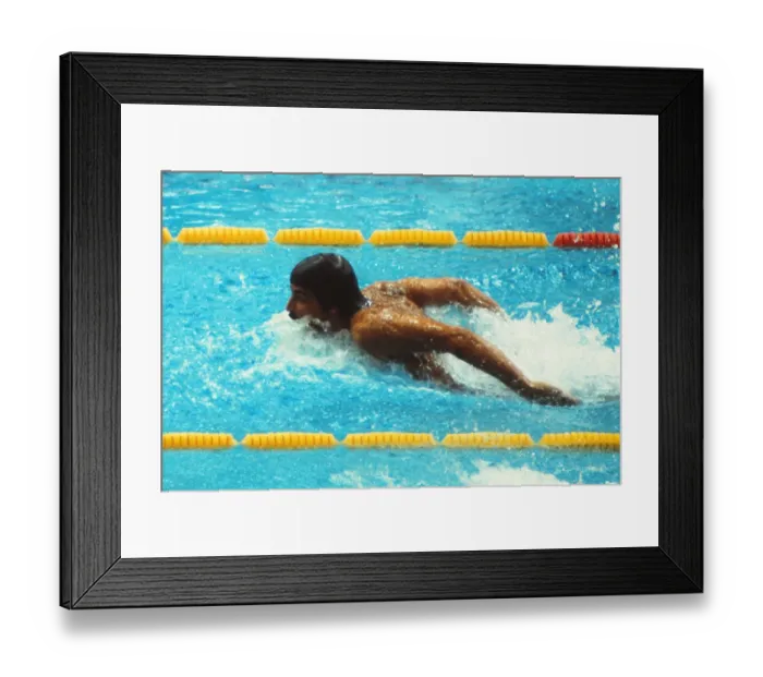 Framed Print : Mark Spitz in the 100m Butterfly final at the 1972 Munich Olympics Framed Print : Mark Spitz in the 100m Butterfly final at the 1972 Munich Olympics