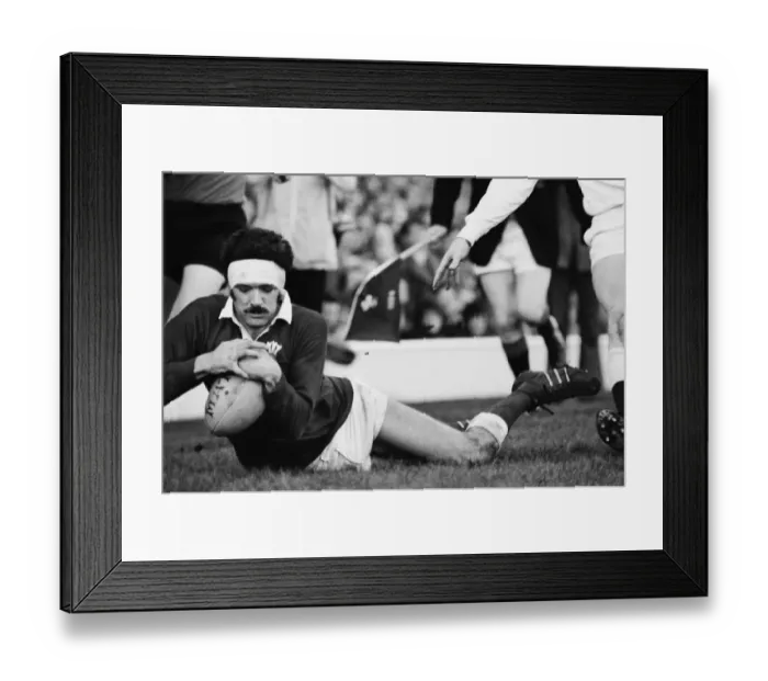 Framed Print : Mervyn Davies scores a try during the 1974 Five Nations Framed Print : Mervyn Davies scores a try during the 1974 Five Nations