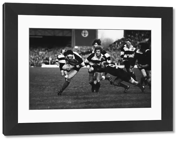 Mervyn Davies scores for the Barbarians against the All Blacks in 1974