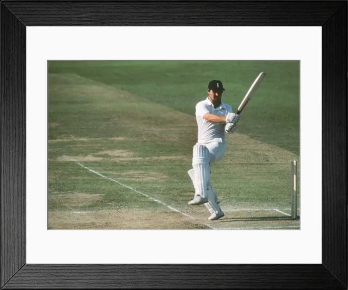 Framed Print : Mike Gatting pulls a ball to the boundary during the Centenary Test at Lords Framed Print : Mike Gatting pulls a ball to the boundary during the Centenary Test at Lords