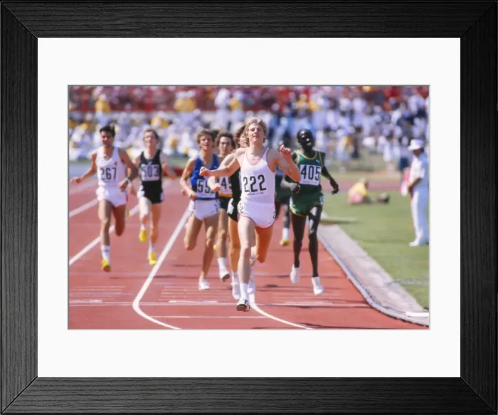 Framed Print : Steve Cram wins 1500m gold at the 1982 Commonweath Games Framed Print : Steve Cram wins 1500m gold at the 1982 Commonweath Games
