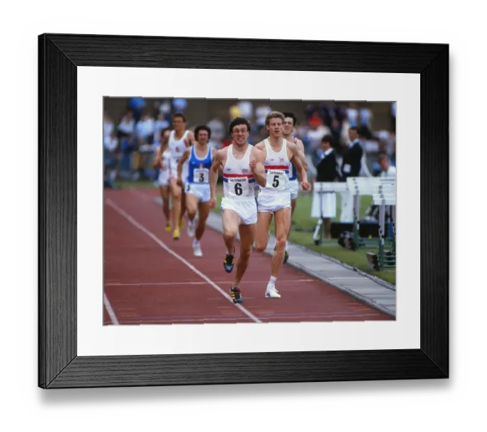 Framed Print : Tom McKean and Steve Cram run at Gateshead in 1985 Framed Print : Tom McKean and Steve Cram run at Gateshead in 1985