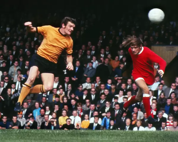Hugh Curran of Wolves and Ian Fitzpatrick of Manchester United in 1970  /  1
