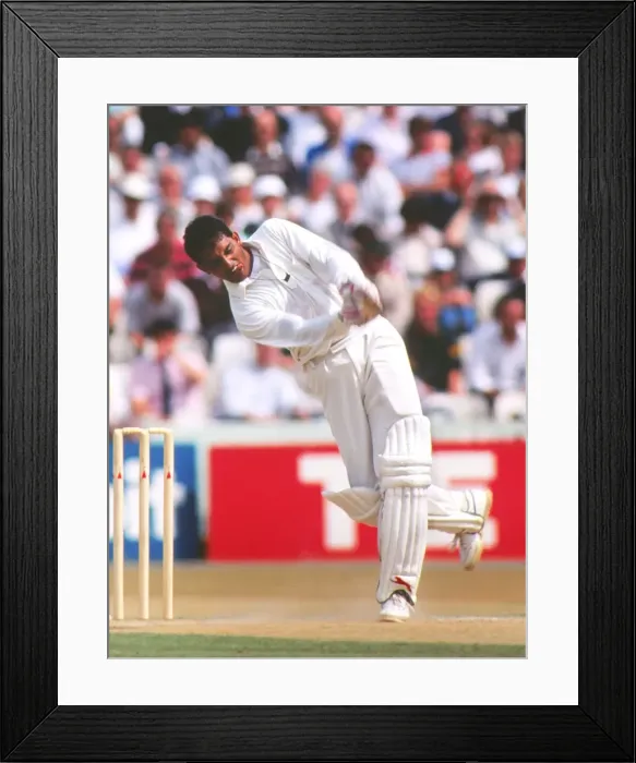 Framed Print : Indias Mohammad Azharuddin on the way to scoring 179 against England in the 2nd Test at Old Trafford in 1990