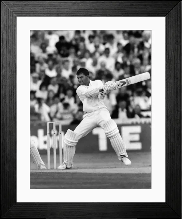 Framed Print : Indias Mohammad Azharuddin on the way to scoring 179 against England in the 2nd Test at Old Trafford in 1990
