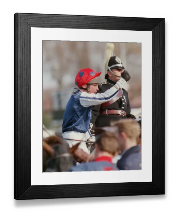 Framed Print : Jason Titley celebrates winning the 1995 Grand National on Royal Athlete Framed Print : Jason Titley celebrates winning the 1995 Grand National on Royal Athlete