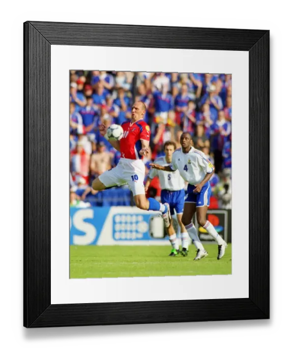 Framed Print : The Czech Republics Jan Koller on the ball during Euro 2000 Framed Print : The Czech Republics Jan Koller on the ball during Euro 2000