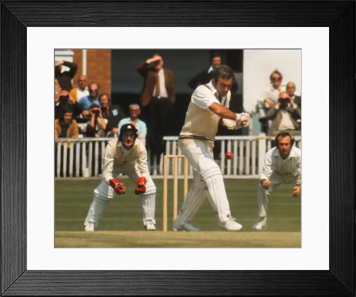 Framed Print : John Edrich bats for The Rest in 1974 Framed Print : John Edrich bats for The Rest in 1974