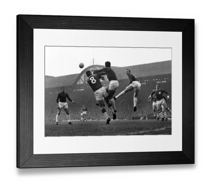 Framed Print : Manchester United goalkeeper Patrick Dunne punches the ball clear at Anfield in 1964 / 5 Framed Print : Manchester United goalkeeper Patrick Dunne punches the ball clear at Anfield in 1964 / 5