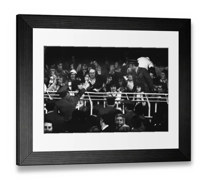 Framed Print : Leeds United fans and Spanish police at the Nou Camp during the 1975 European Cup semi-final Framed Print : Leeds United fans and Spanish police at the Nou Camp during the 1975 European Cup semi-final