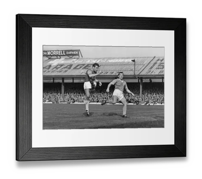 Framed Print : West Ham Uniteds Ken Brown and Blackpools Bill Perry during the 1958 / 9 season Framed Print : West Ham Uniteds Ken Brown and Blackpools Bill Perry during the 1958 / 9 season