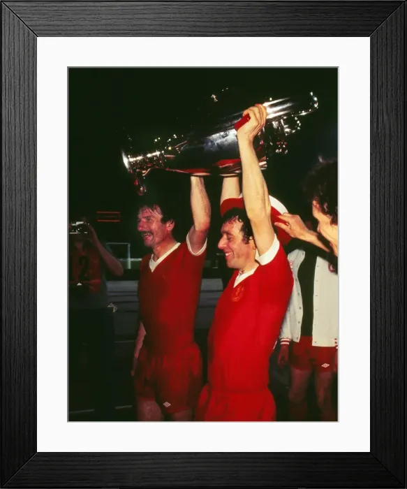 Framed Print : Liverpools Phil Neal and Ian Callaghan celebrate victory in the 1977 European Cup Final Framed Print : Liverpools Phil Neal and Ian Callaghan celebrate victory in the 1977 European Cup Final