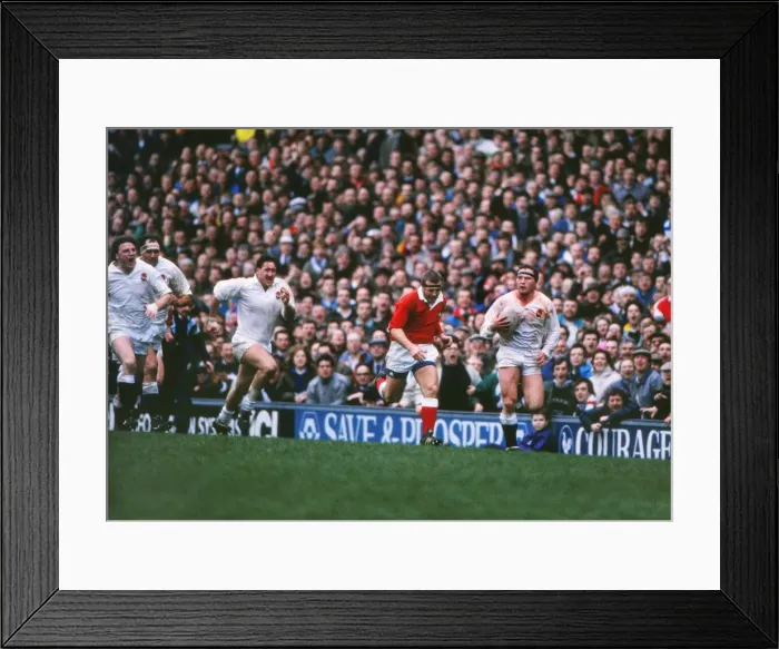 Framed Print : Brian Moore makes a break during the 1990 Five Nations Framed Print : Brian Moore makes a break during the 1990 Five Nations