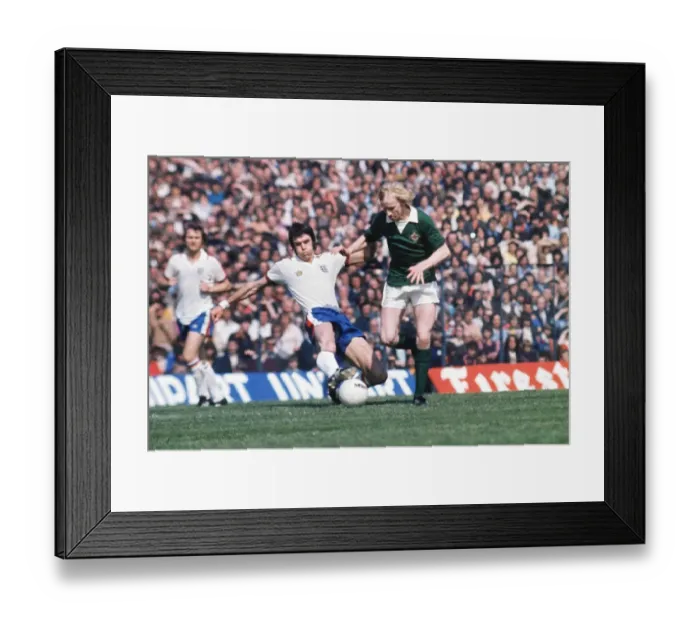 Framed Print : Englands Dave Watson tackles Northern Irelands Derek Spence in 1975 Framed Print : Englands Dave Watson tackles Northern Irelands Derek Spence in 1975