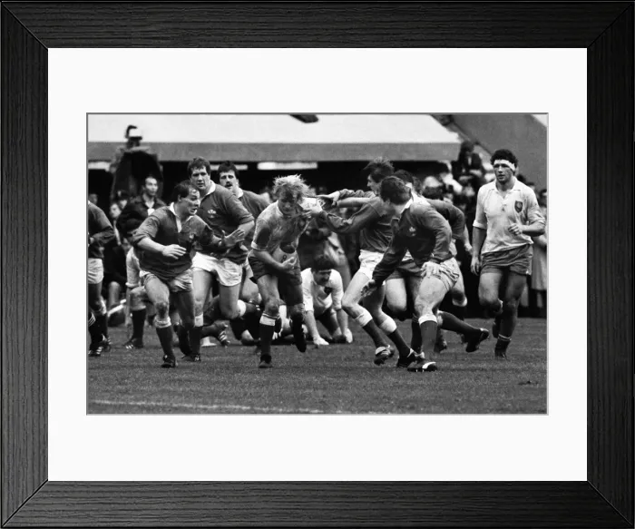 Framed Print : Frances Jean-Pierre Rives on the charge against Wales - 1983 Five Nations Framed Print : Frances Jean-Pierre Rives on the charge against Wales - 1983 Five Nations