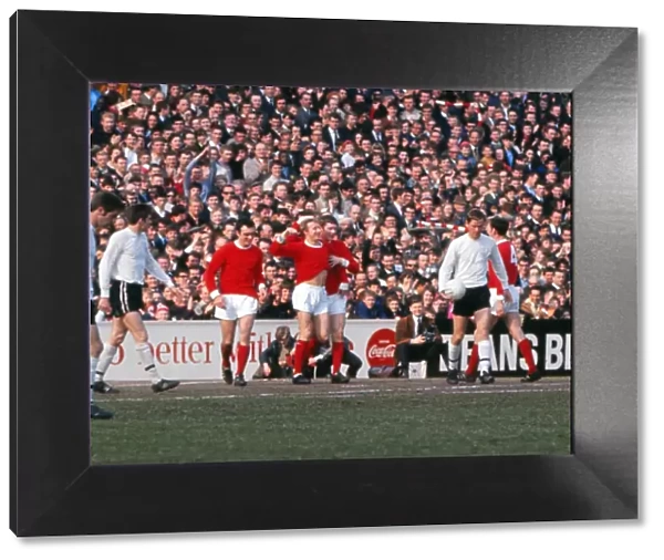 Denis Law celebrates scoring for Manchester United in 1967  /  8