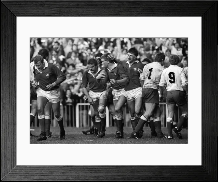 Framed Print : Wales Eddie Butler celebrates his try against France - 1984 Five Nations Framed Print : Wales Eddie Butler celebrates his try against France - 1984 Five Nations
