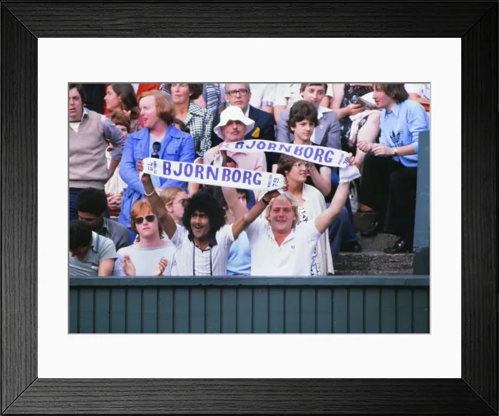 Framed Print : Bjorn Borg fans during the 1979 Wimbledon Mens Final Framed Print : Bjorn Borg fans during the 1979 Wimbledon Mens Final