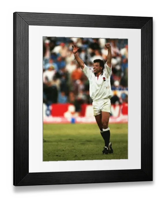 Framed Print : Rob Andrew celebrates Englands victory over South Africa in 1994