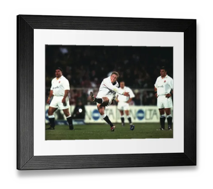 Framed Print : Jonny Wilkinson kicks one of his 8 penalties in the 2nd Test against South Africa in 2000 Framed Print : Jonny Wilkinson kicks one of his 8 penalties in the 2nd Test against South Africa in 2000