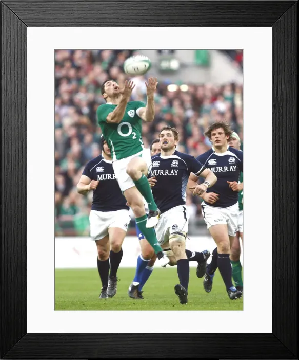 Framed Print : Irelands Rob Kearney catches a high ball against Scotland - 2010 Six Nations Framed Print : Irelands Rob Kearney catches a high ball against Scotland - 2010 Six Nations
