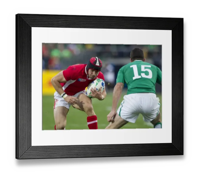 Framed Print : Leigh Halfpenny runs at Rob Kearney - 2011 Rugby World Cup Framed Print : Leigh Halfpenny runs at Rob Kearney - 2011 Rugby World Cup