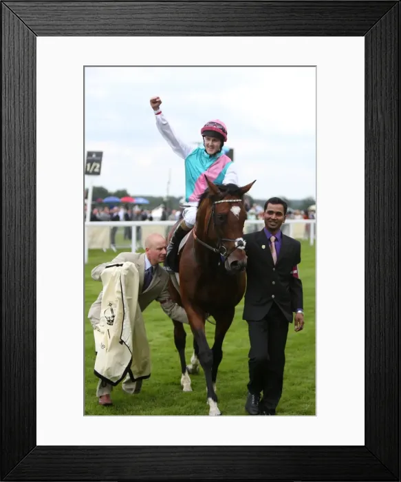 Framed Print : Tom Queally celebrates winning the Queen Anne Stakes on Frankel Framed Print : Tom Queally celebrates winning the Queen Anne Stakes on Frankel