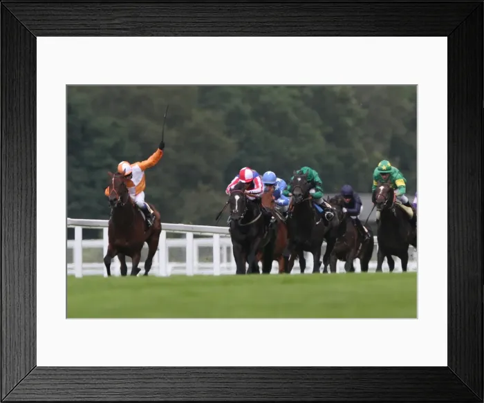 Framed Print : Most Improved, ridden by Kieren Fallon, leads the St James Palace Stakes - Royal Ascot 2012