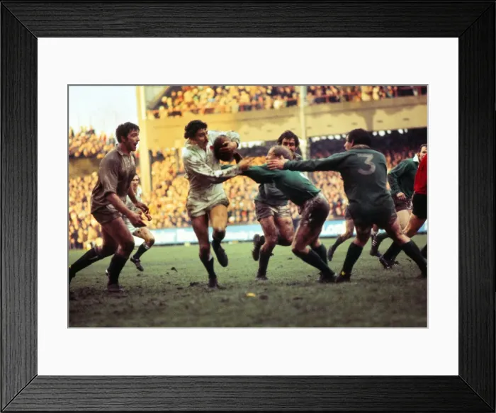 Framed Print : Englands Martin Cooper makes a break against Ireland - 1977 Five Nations Framed Print : Englands Martin Cooper makes a break against Ireland - 1977 Five Nations