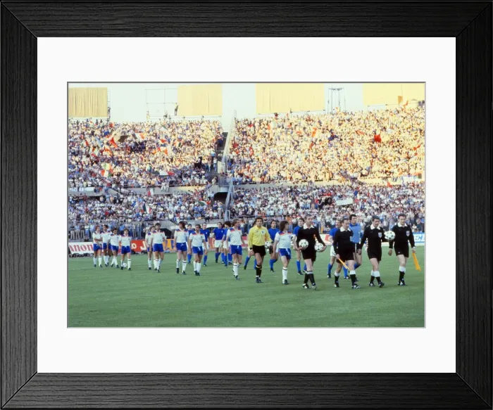 Framed Print : England and Italy walk out at the Stadio Comunale at Euro 1980 Framed Print : England and Italy walk out at the Stadio Comunale at Euro 1980