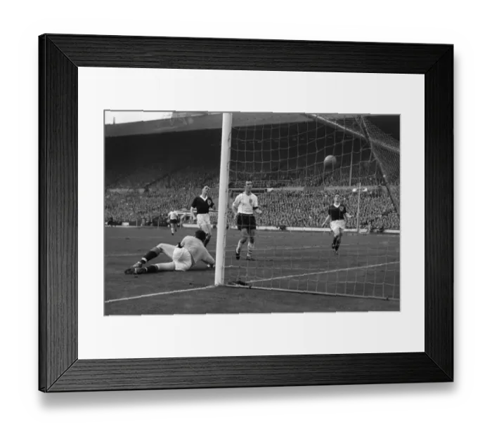 Framed Print : Englands Jimmy Greaves scores against Scotland in 1961 Framed Print : Englands Jimmy Greaves scores against Scotland in 1961