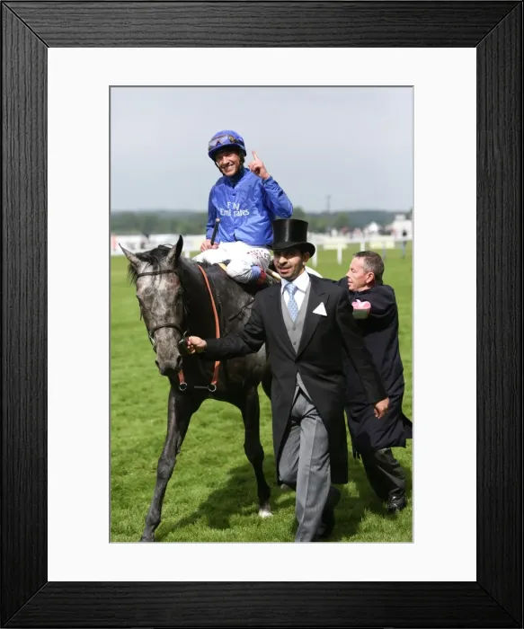 Framed Print : Frankie Dettori celebrates victory in the 2012 Royal Ascot Gold Cup