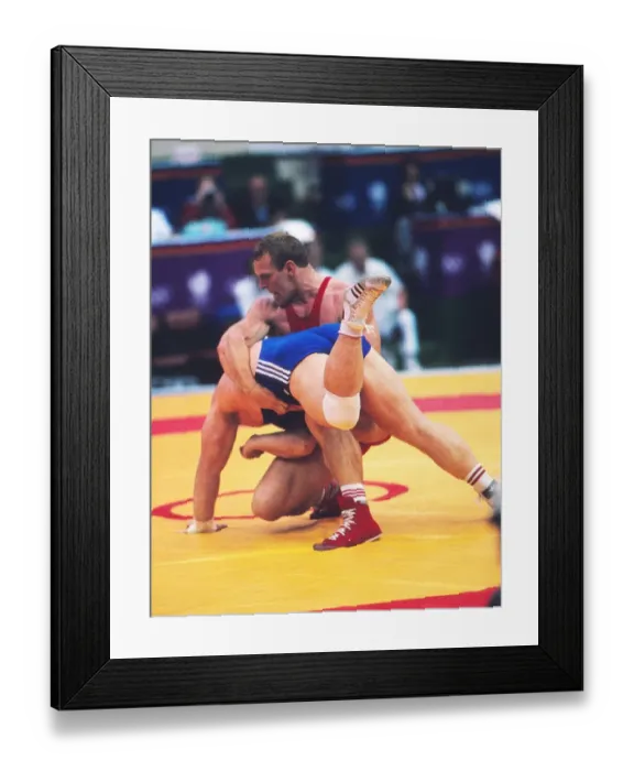 Framed Print : The Soviet Unions Aleksandr Karelin on the way to winning his first gold medal at the 1988 Seoul Olympics