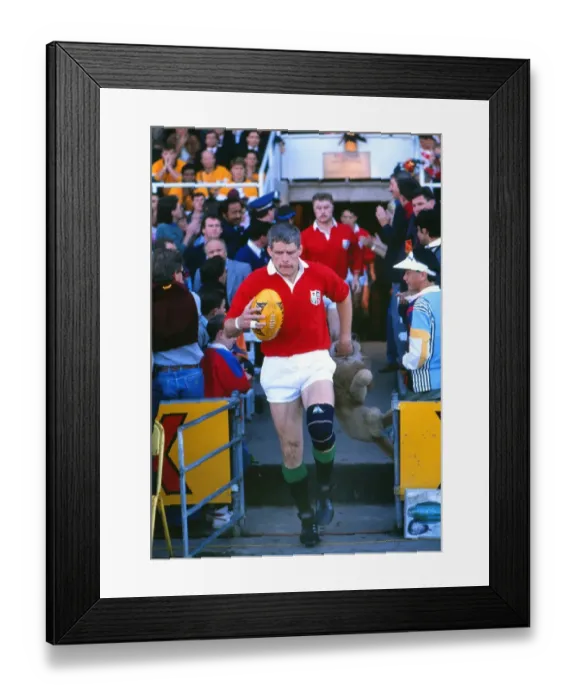 Framed Print : Finlay Calder leads out the British Lions for the 2nd Test against Australia in 1989 Framed Print : Finlay Calder leads out the British Lions for the 2nd Test against Australia in 1989