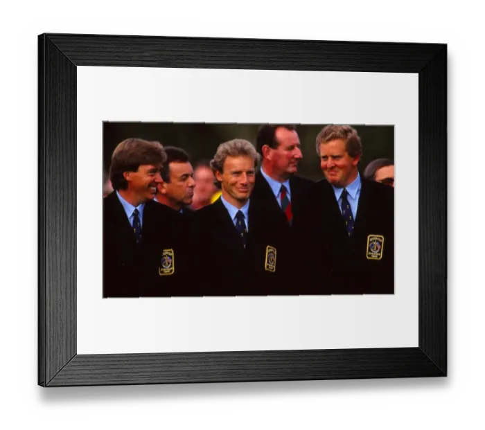 Framed Print : Barry Lane, Bernhard Langer and Colin Montgomerie share a laugh during the 1993 Ryder Cup Framed Print : Barry Lane, Bernhard Langer and Colin Montgomerie share a laugh during the 1993 Ryder Cup