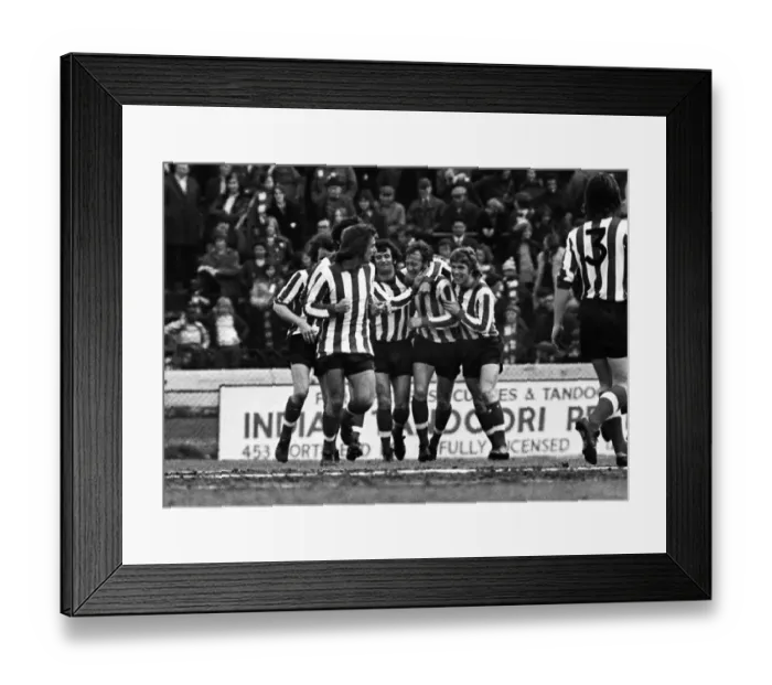 Framed Print : Joe Kirkup is congratulated by his Southampton teammates after scoring in 1974 Framed Print : Joe Kirkup is congratulated by his Southampton teammates after scoring in 1974