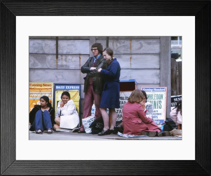 Framed Print : Fans queue at the 1978 Wimbledon Championships Framed Print : Fans queue at the 1978 Wimbledon Championships