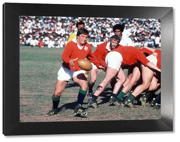 Alun Lewis kicks ahead for the British Lions against Fiji in 1977