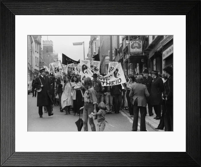 Framed Print : Anti-apartheid protestors during the 1979 South African Barbarians Tour
