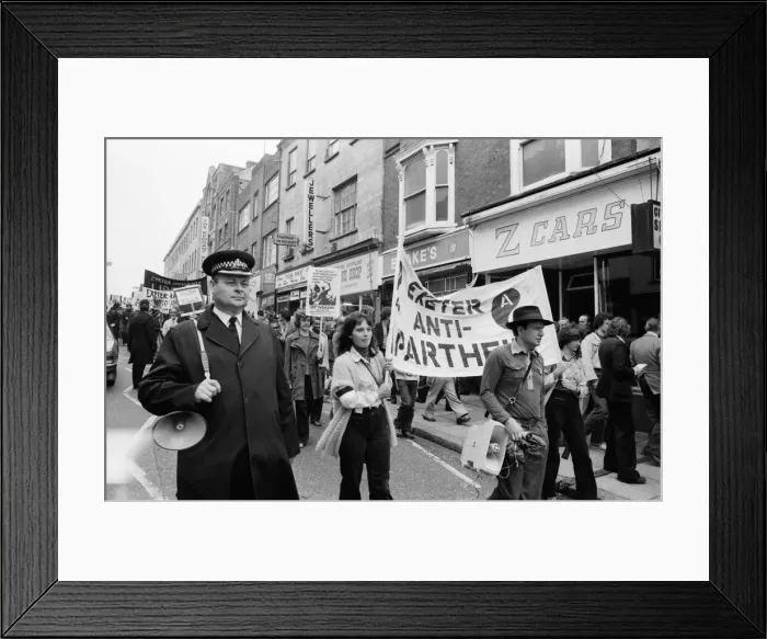 Framed Print : Anti-apartheid protestors during the 1979 South African Barbarians Tour Framed Print : Anti-apartheid protestors during the 1979 South African Barbarians Tour