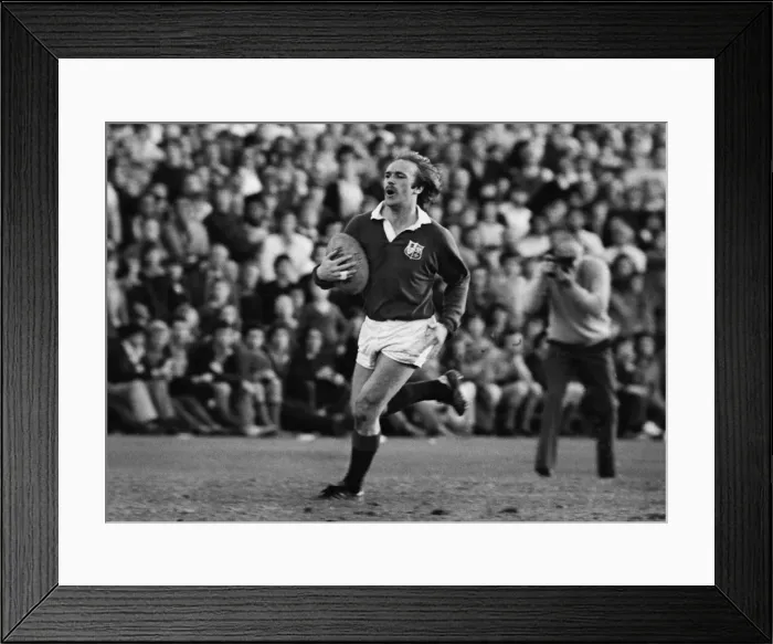 Framed Print : Peter Squires scores for the British Lions in 1977 but pulls a hamstring
