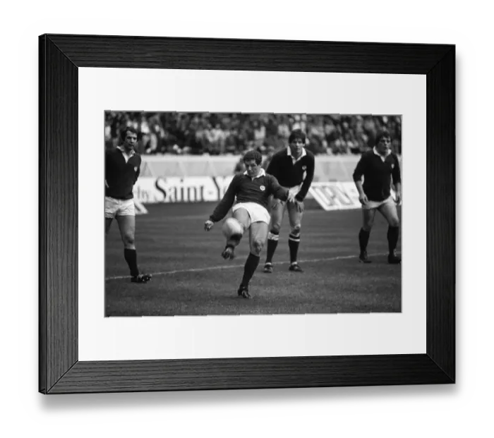 Framed Print : Scotlands Bryan Gossman kicks to touch - 1983 Five Nations Framed Print : Scotlands Bryan Gossman kicks to touch - 1983 Five Nations
