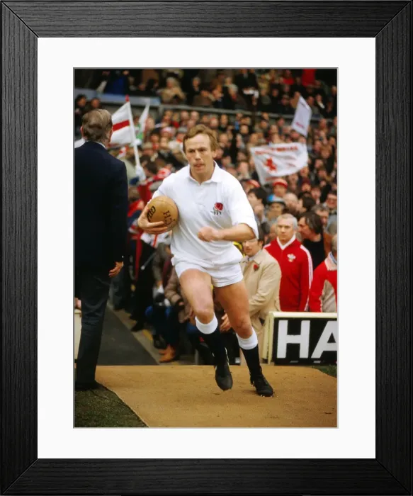 Framed Print : England captain Peter Wheeler runs out against Wales - 1984 Five Nations Framed Print : England captain Peter Wheeler runs out against Wales - 1984 Five Nations