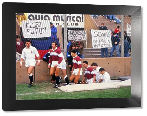 Captains Will Carling and Hugo Porta lead out their teams - 1990 England Tour of Argentina