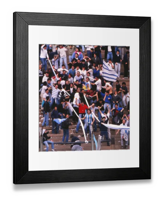 Framed Print : Argentina rugby fans celebrate victory over England in 1990 Framed Print : Argentina rugby fans celebrate victory over England in 1990