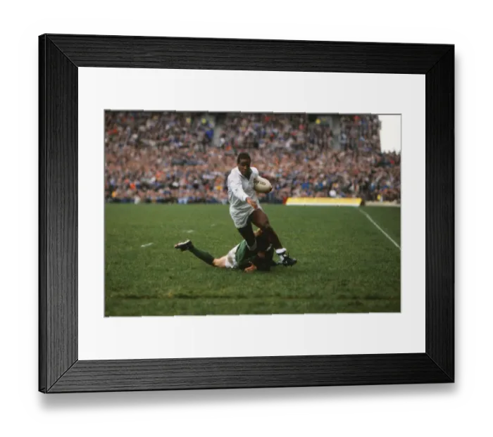 Framed Print : Englands Chris Oti scores against Ireland - 1988 Five Nations Framed Print : Englands Chris Oti scores against Ireland - 1988 Five Nations