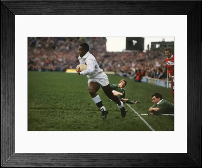 Framed Print : Englands Chris Oti scores against Ireland - 1988 Five Nations Framed Print : Englands Chris Oti scores against Ireland - 1988 Five Nations