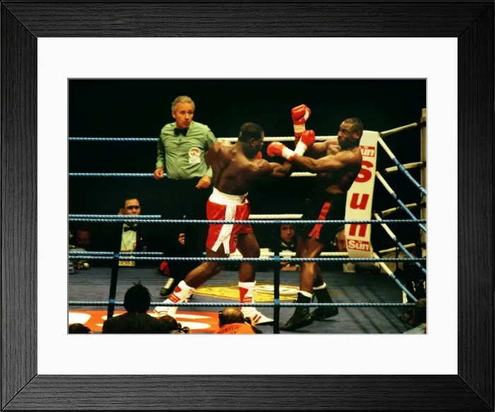 Framed Print : Frank Bruno on the way to victory and the WBC title against Oliver McCall Framed Print : Frank Bruno on the way to victory and the WBC title against Oliver McCall