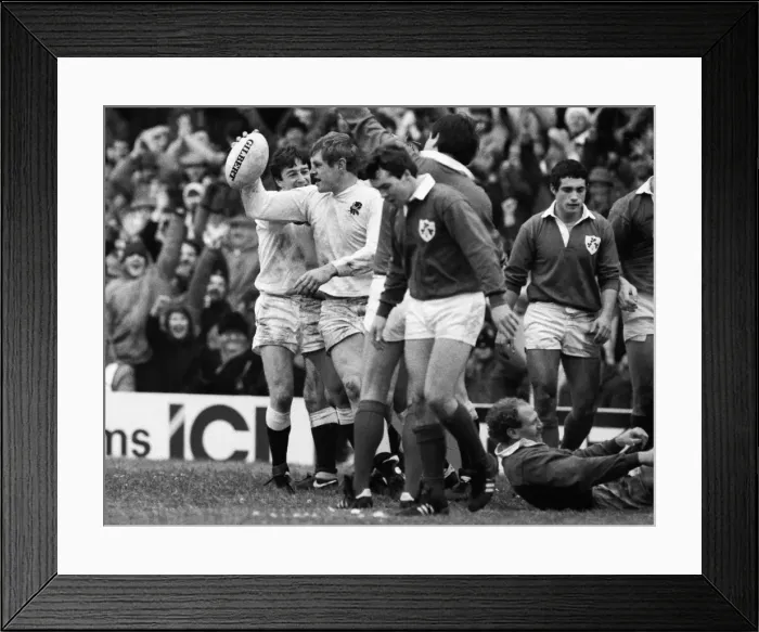 Framed Print : Dean Richard celebrates his try on his England debut - 1986 Five Nations Framed Print : Dean Richard celebrates his try on his England debut - 1986 Five Nations